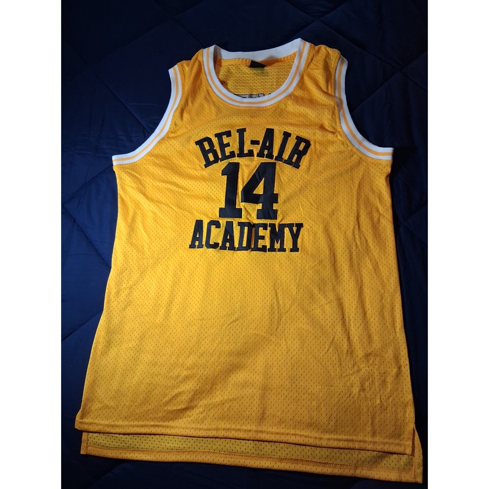 Molpe Bel-Air Academy 14 Smith Basketball Jersey Yellow Mens‎ XL Fresh Prince